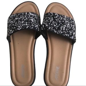 ARDENE black/silver crystal sandals size 6